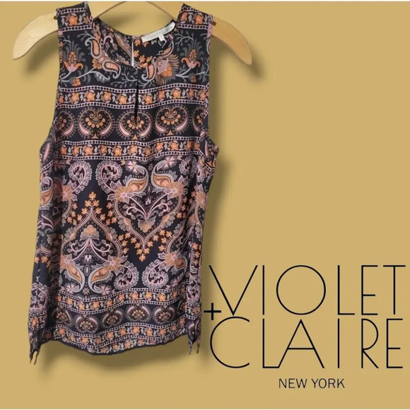 Violet + Claire Women's multicolor boho paisley print sleeveless blouse  - small - Picture 9 of 9